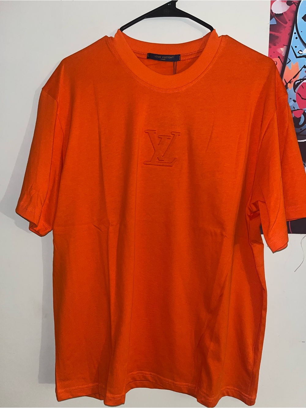 Louis Vuitton Men’s Bright Orange Embossed LV Tee